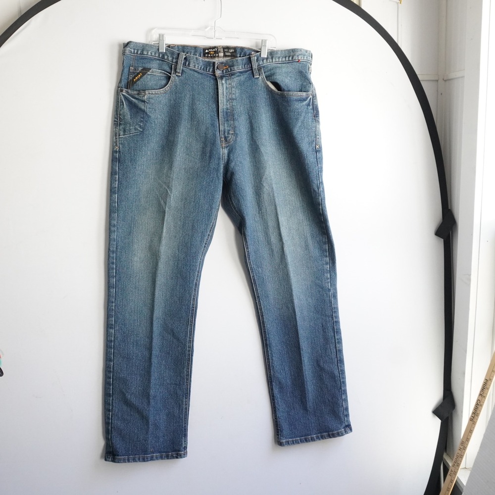 Ariat‎ M4 Relaxed Boot Cut Jeans Mens 42x32 Medium Wash Blue Denim Workwear